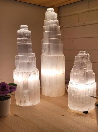 Selenit Lampe 38-40 cm