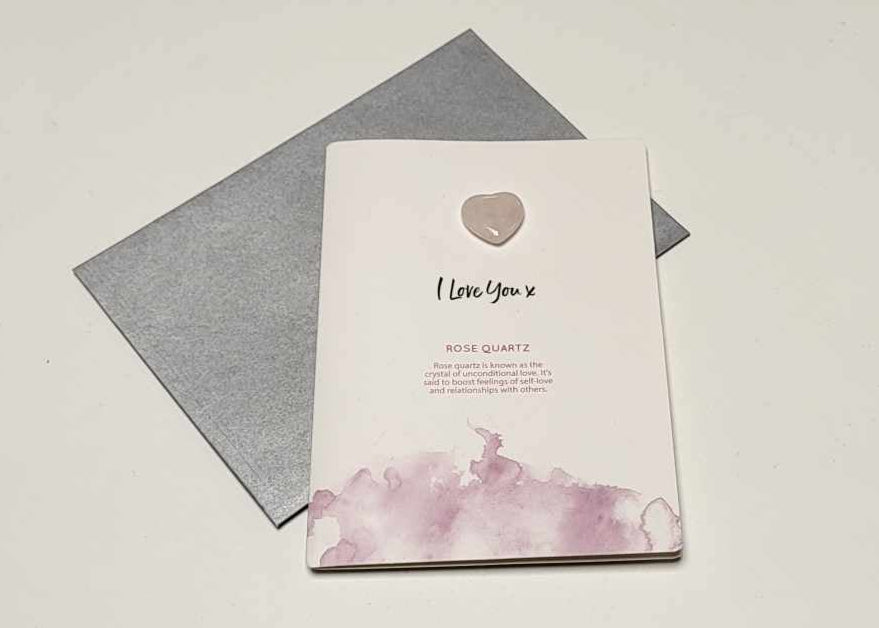 Kort med Rosakvarts Hjerte