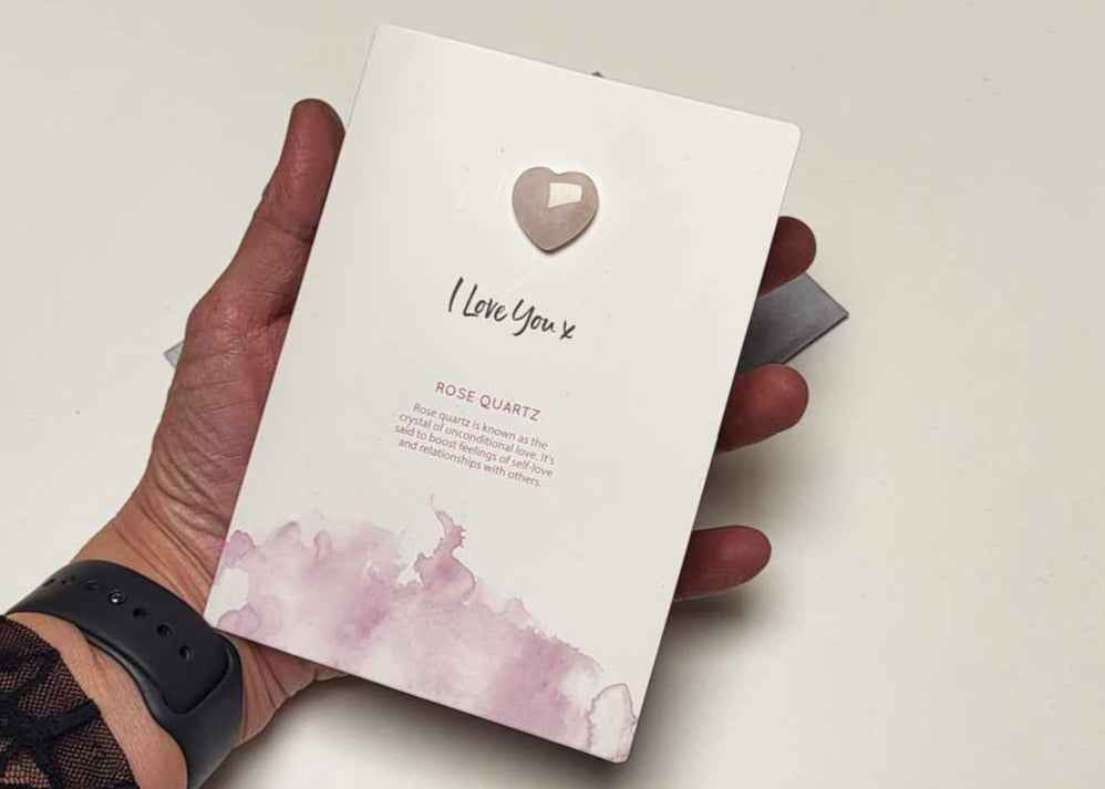 Kort med Rosakvarts Hjerte