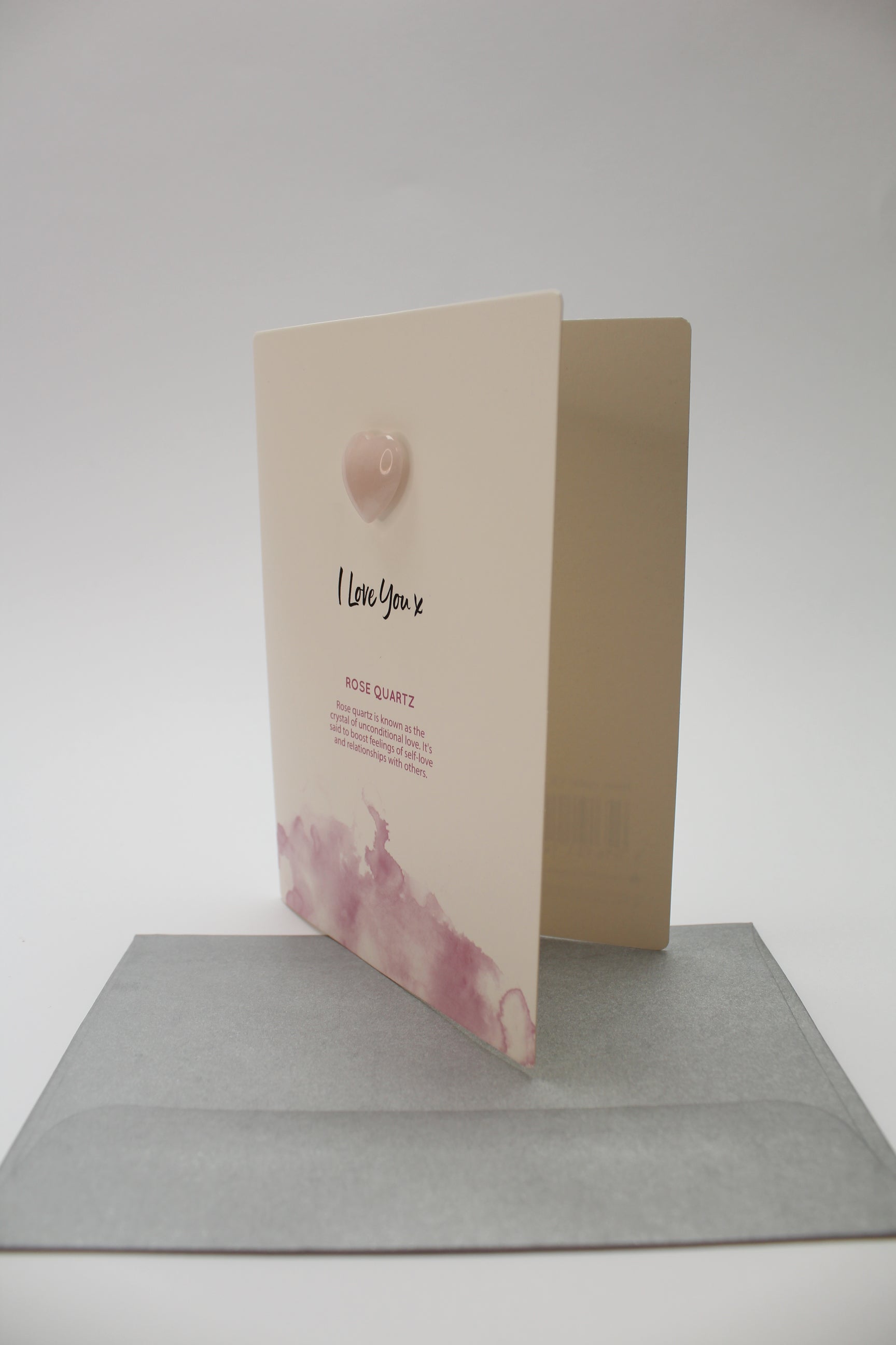 Kort med Rosakvarts Hjerte