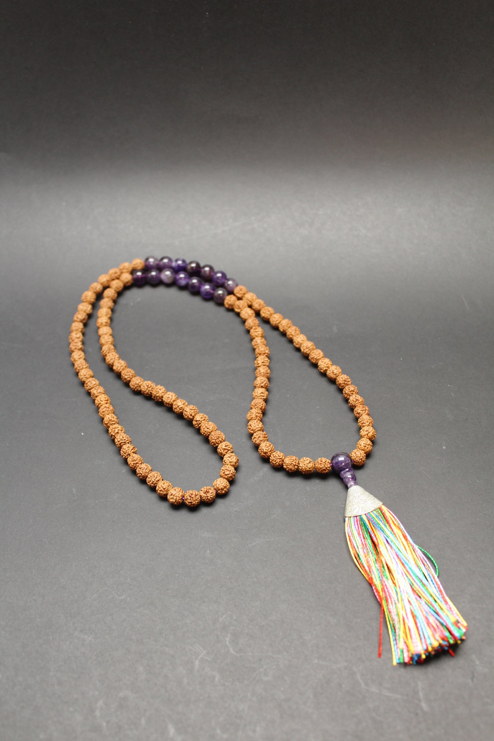 Mala Kæde - Rudraksha/Ametyst - Pande Chakra