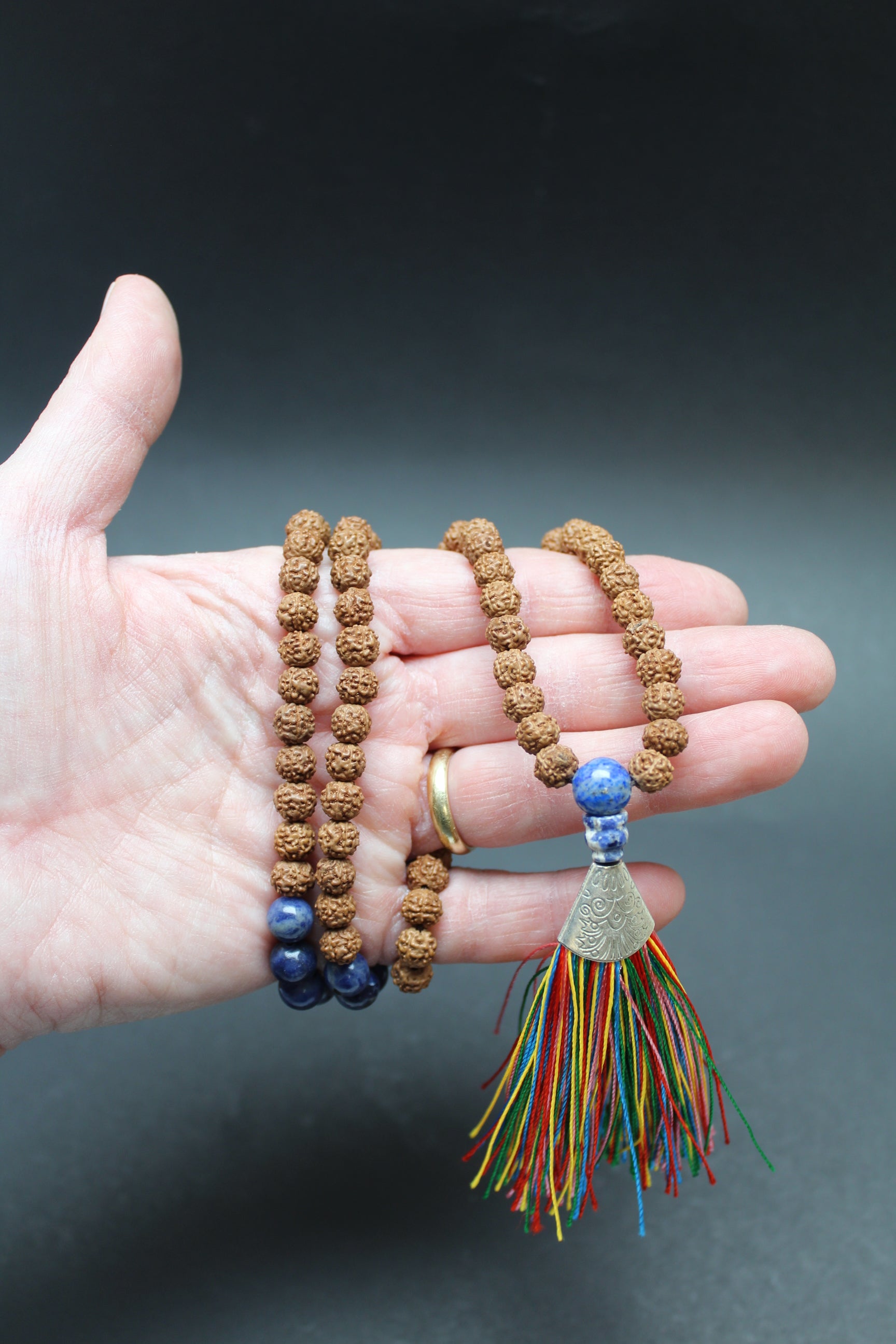 Mala Kæde - Rudraksha/Sodalit - Hals Chakra
