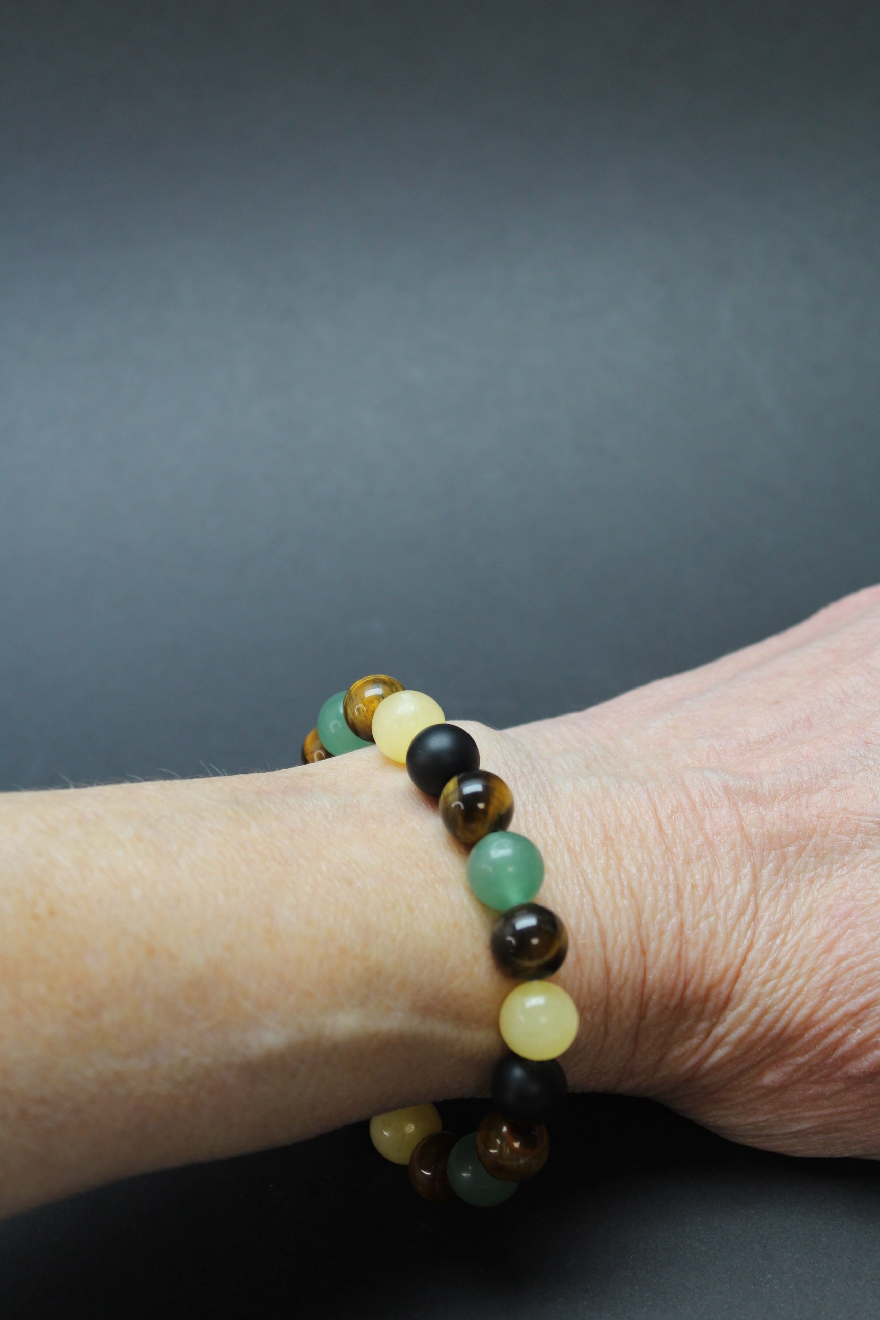 Tigerøje, Calcit, Aventurin & Onyx 10 mm - UNIKA