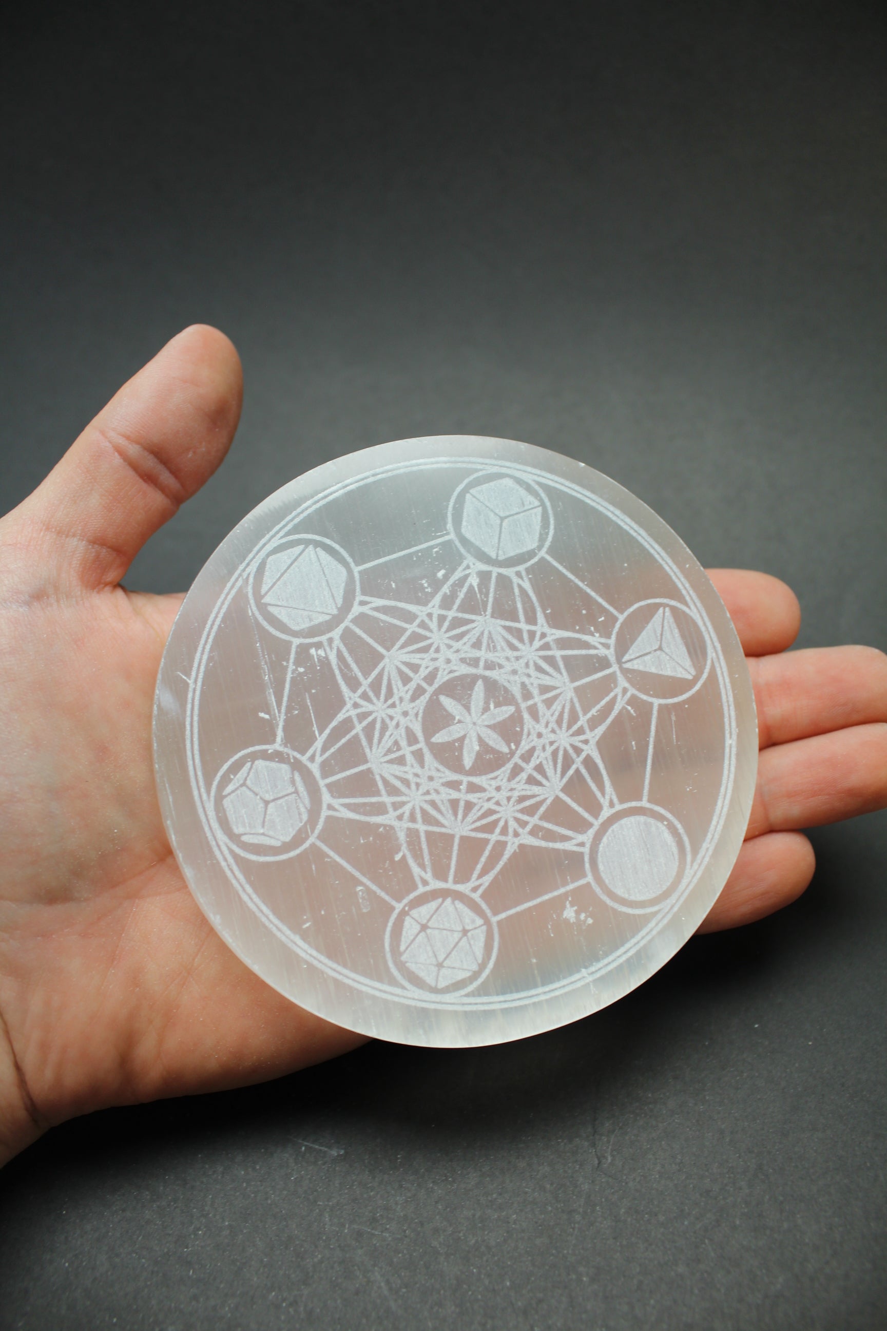 Selenit Plade - Metatrons Kube - 9-10cm