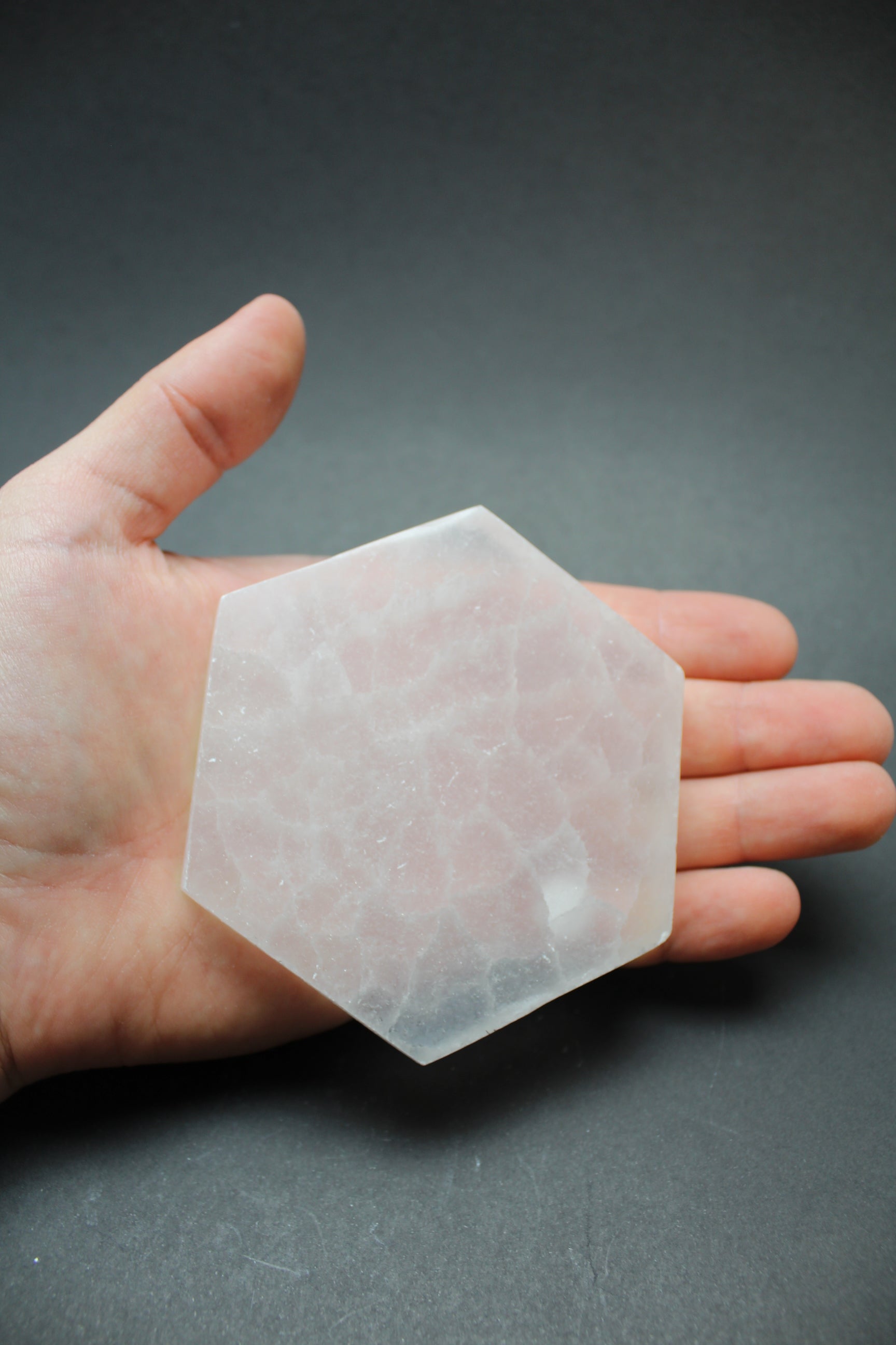 Selenit Plade Hexagon - 8cm