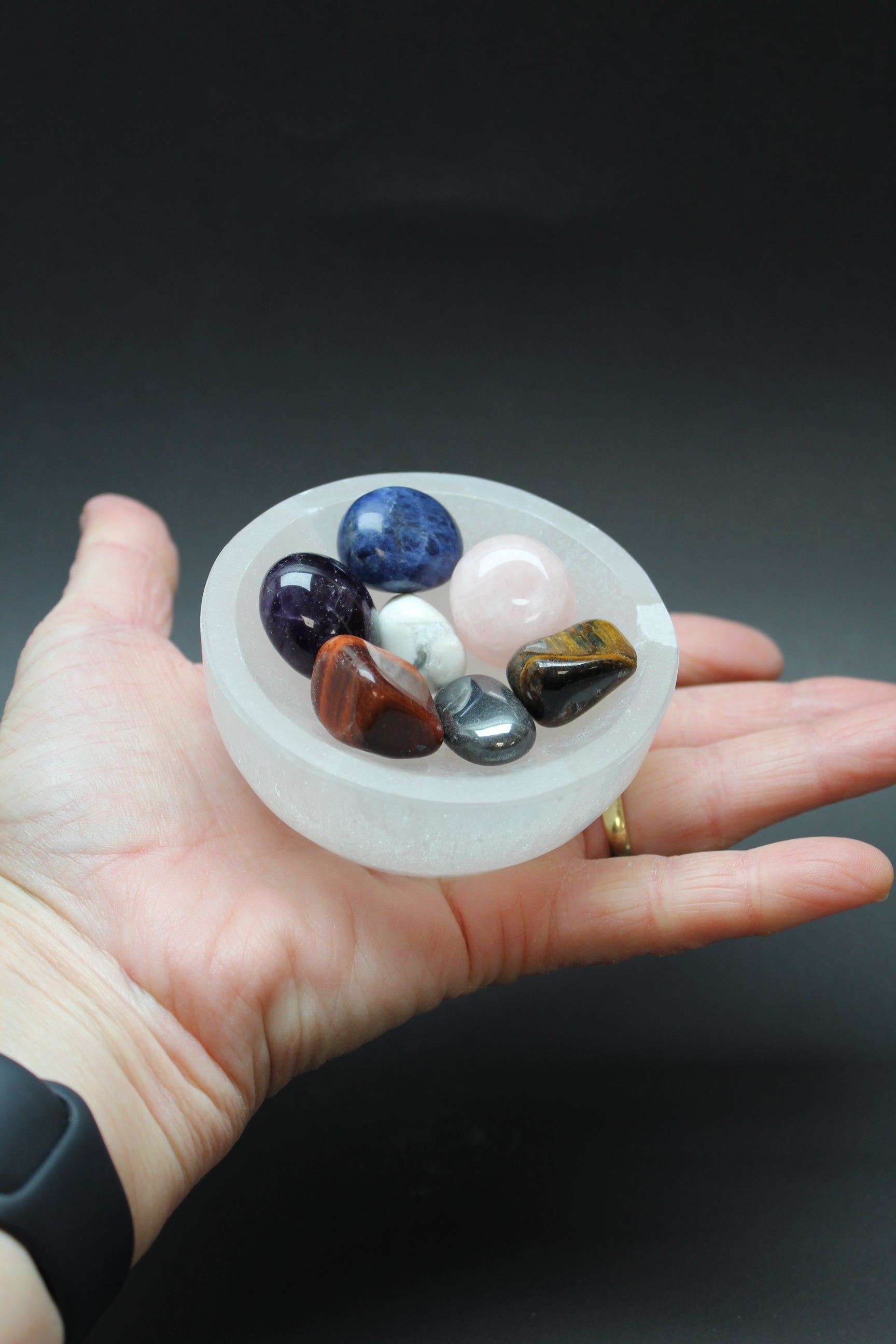 Chakra Sæt med Selenit skål