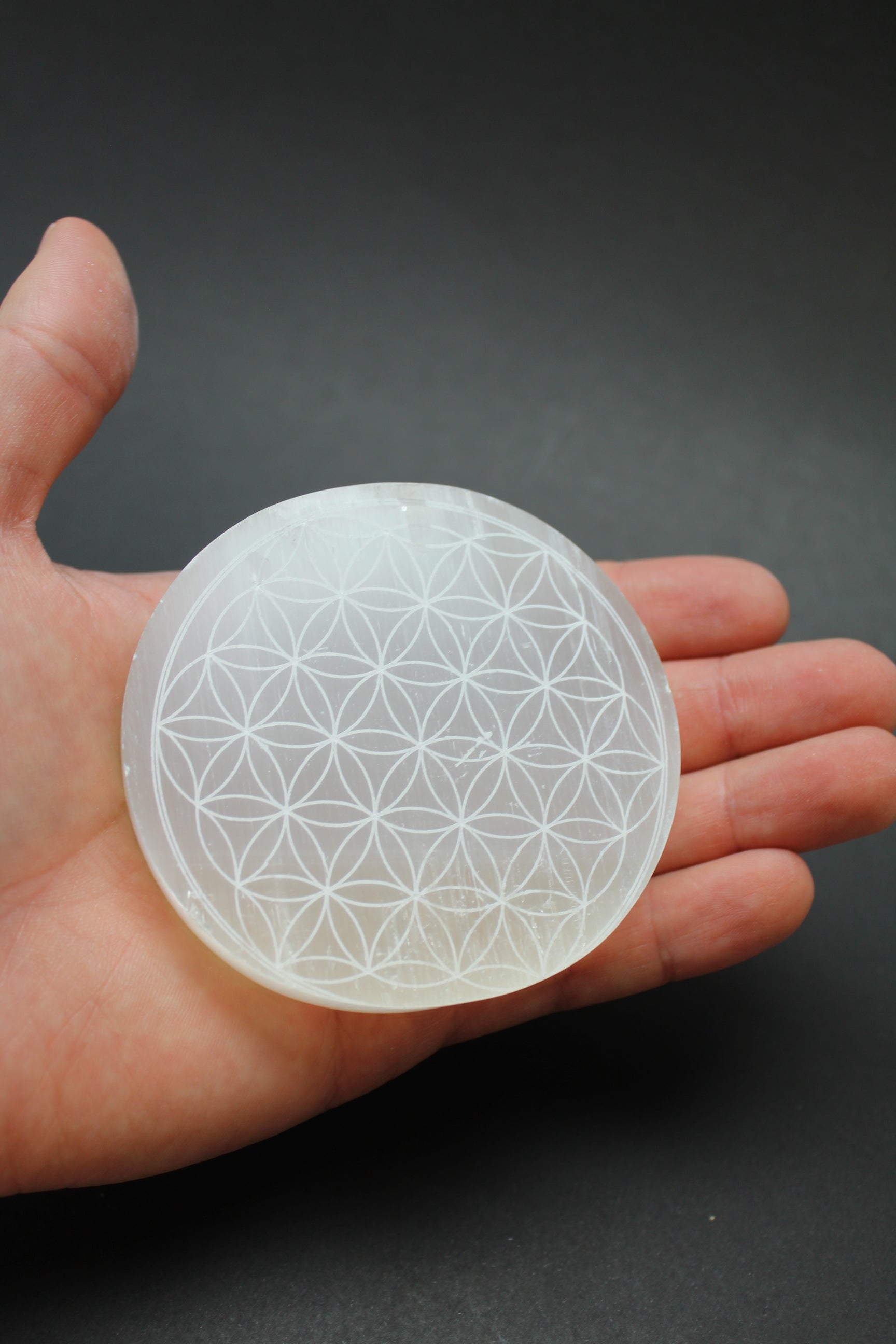 Selenit Plade - Livets Blomst - 8cm