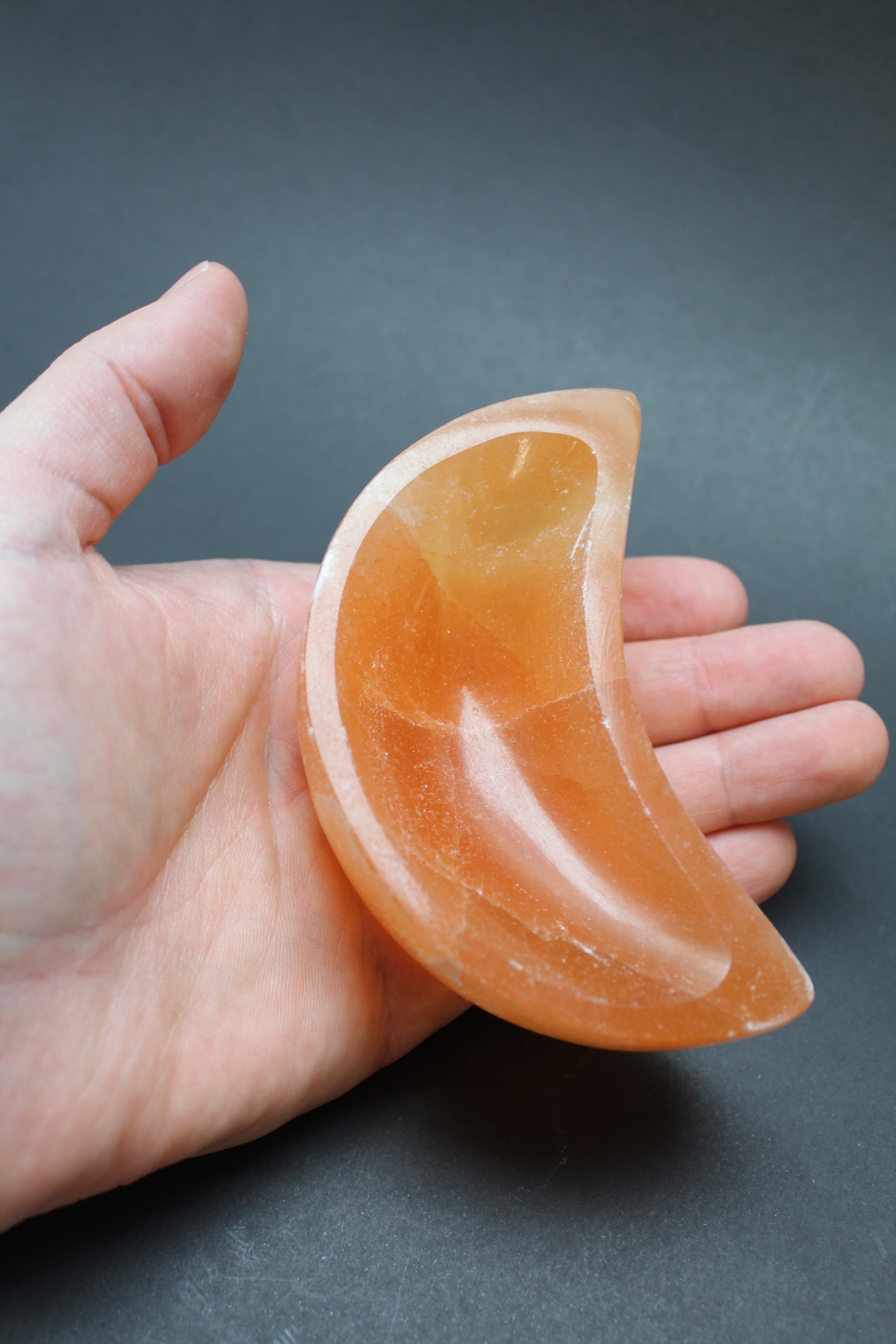 Orange Selenit skål - Hjerte - 10cm