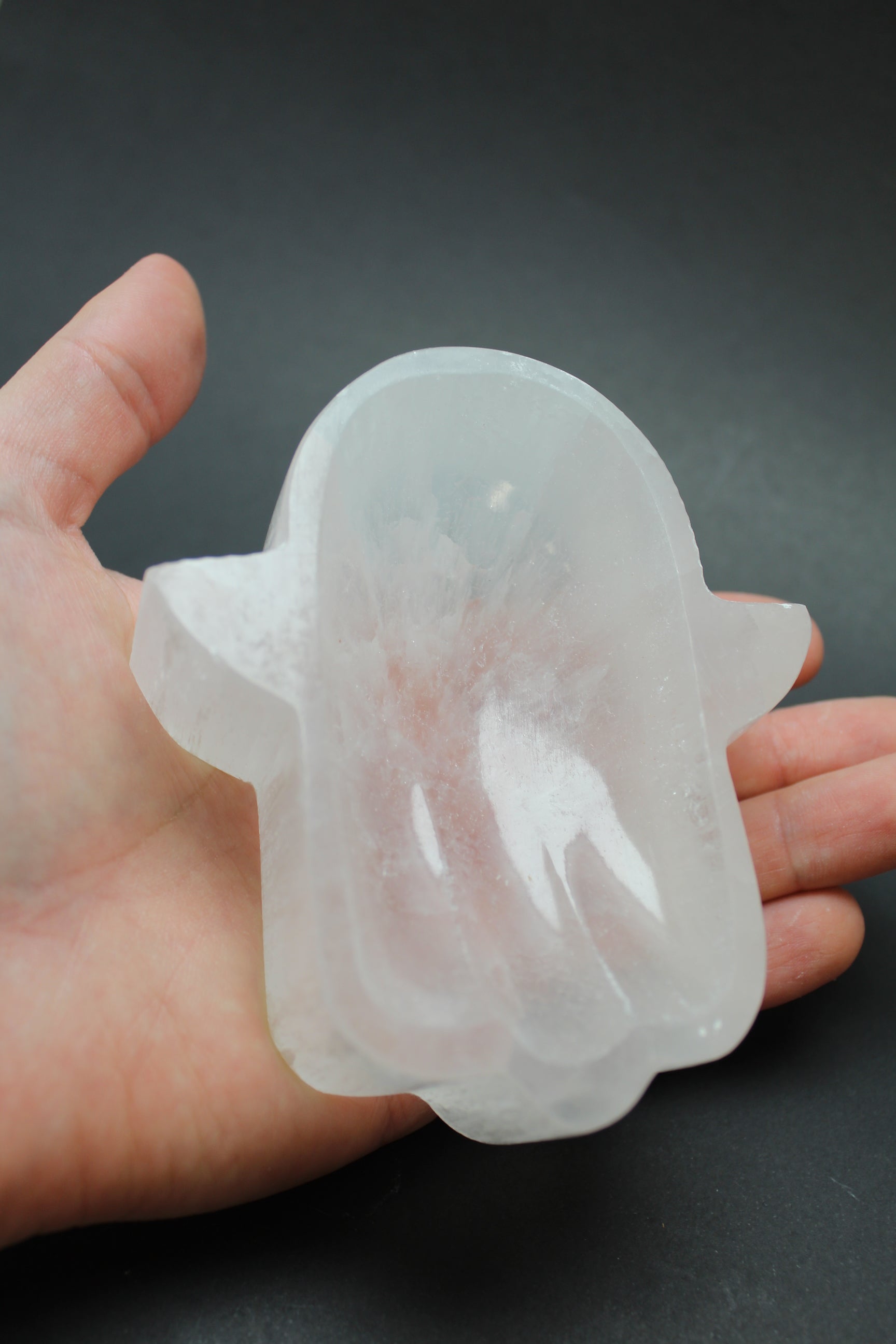 Selenit skål - Hamsa - 10cm