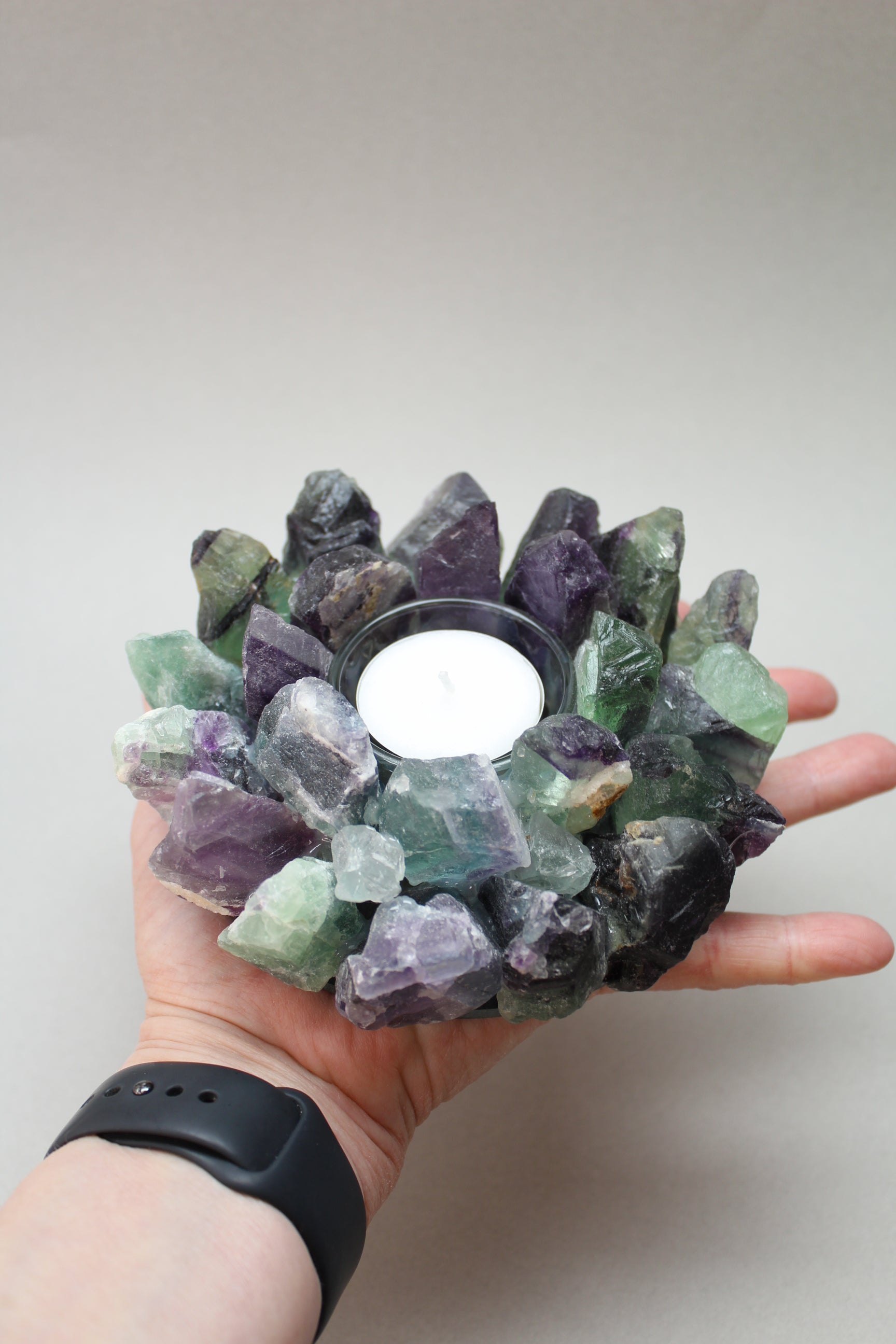 Fluorit Rå Fyrfadsstage