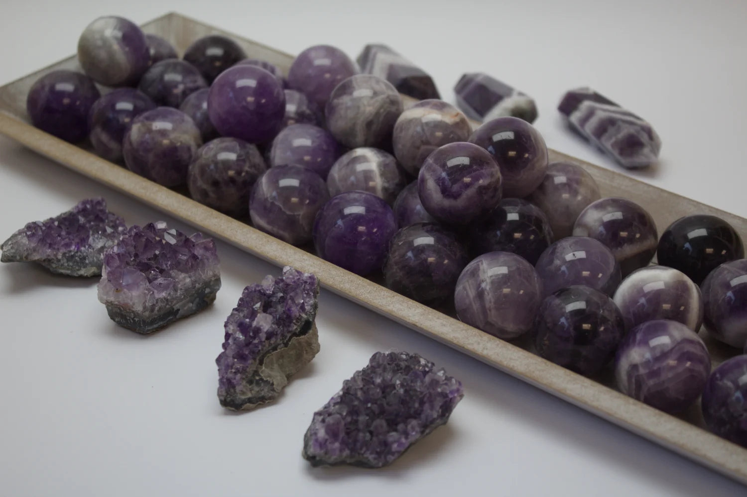 Sten og krystaller ametyst kugler og klynger