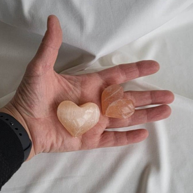 Selenit Orange Hjerte 4-5 cm