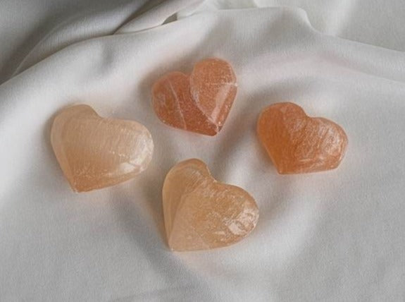 Selenit Orange Hjerte 4-5 cm