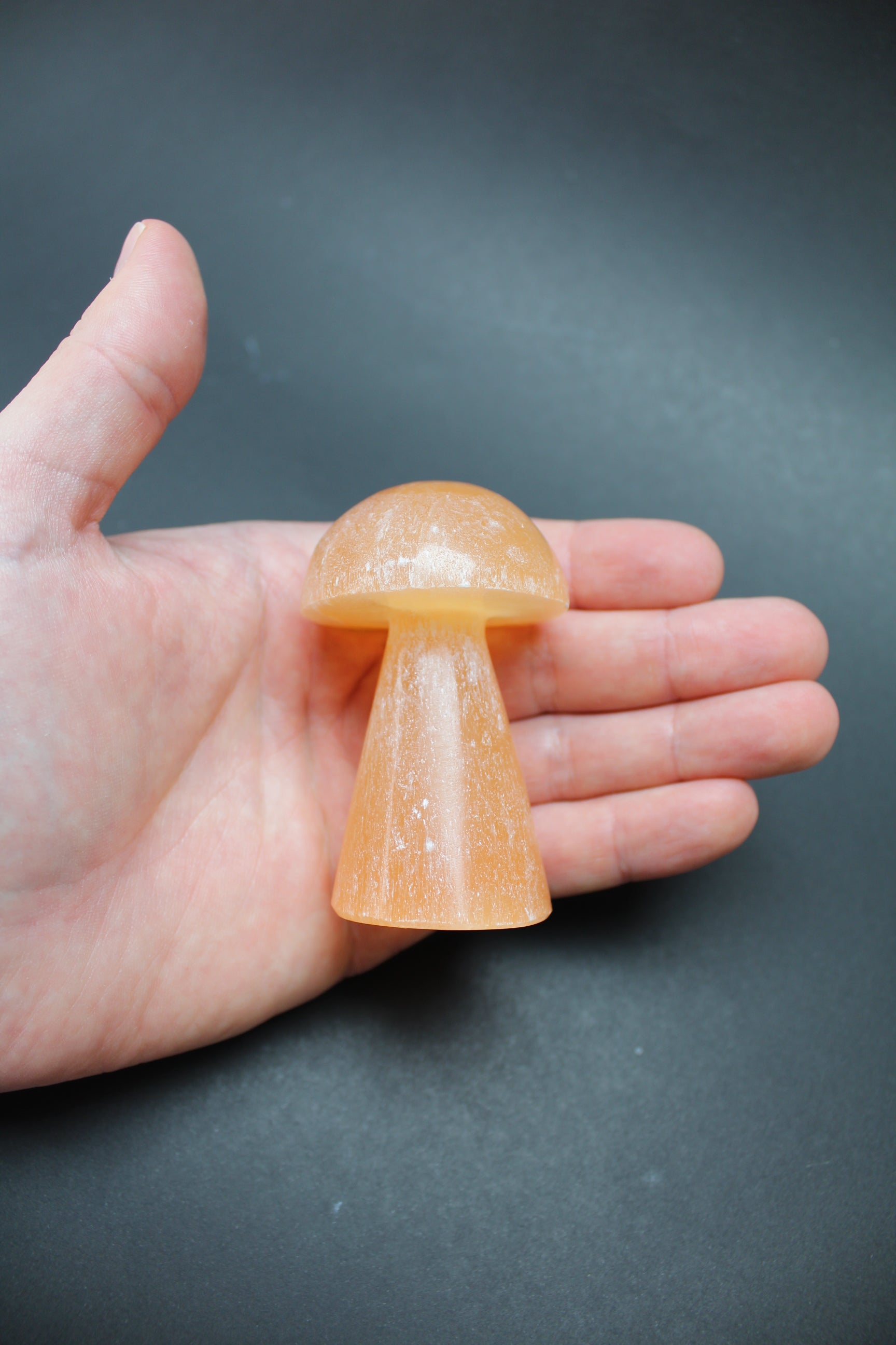 Orange Selenit Svamp/Paddehat - 7-8cm