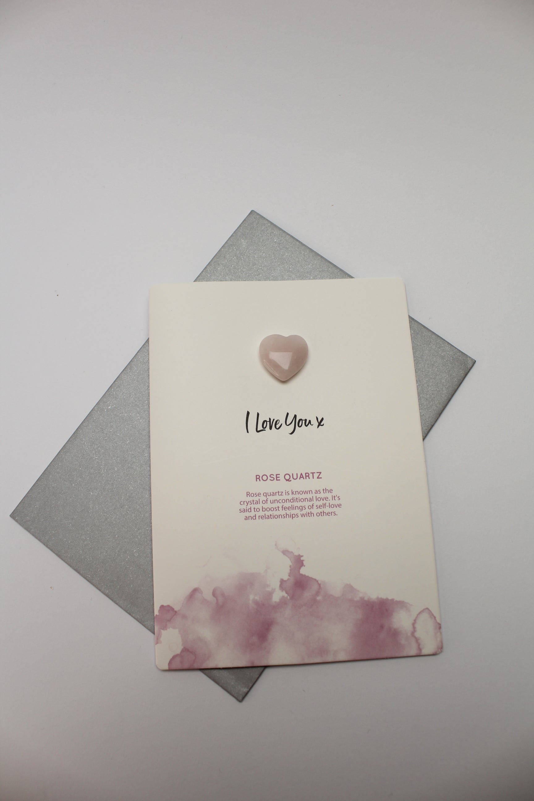Kort med Rosakvarts Hjerte