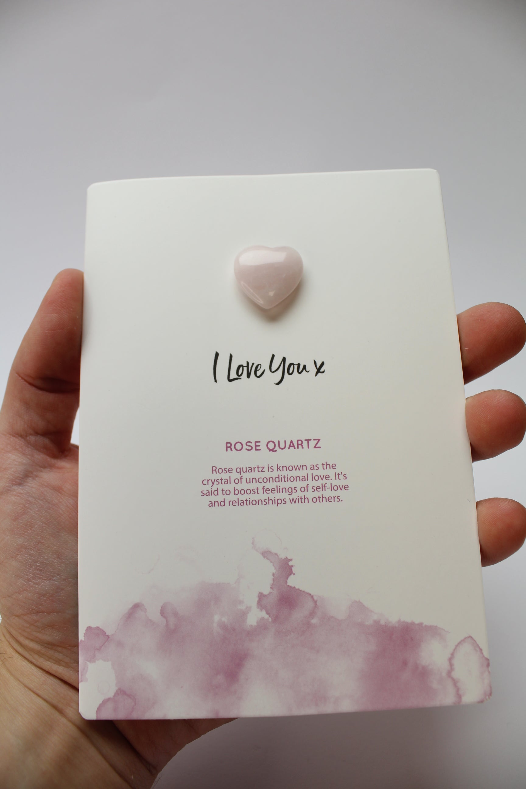 Kort med Rosakvarts Hjerte