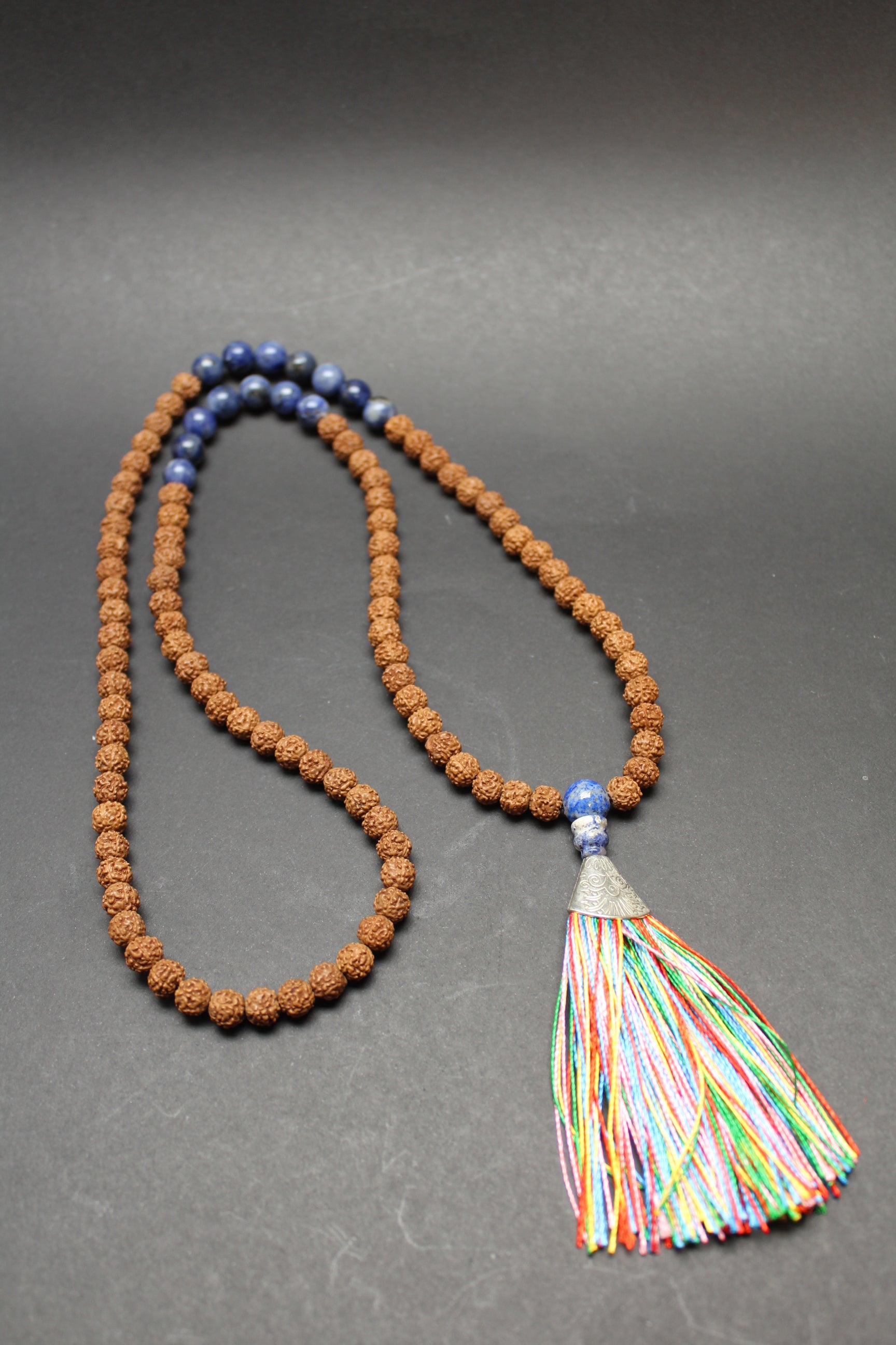 Mala Kæde - Rudraksha/Sodalit - Hals Chakra