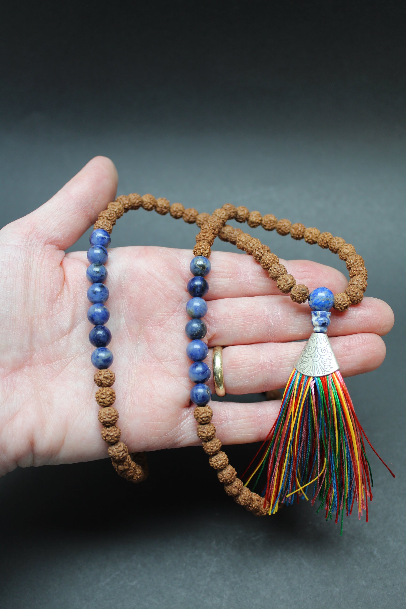 Mala Kæde - Rudraksha/Sodalit - Hals Chakra