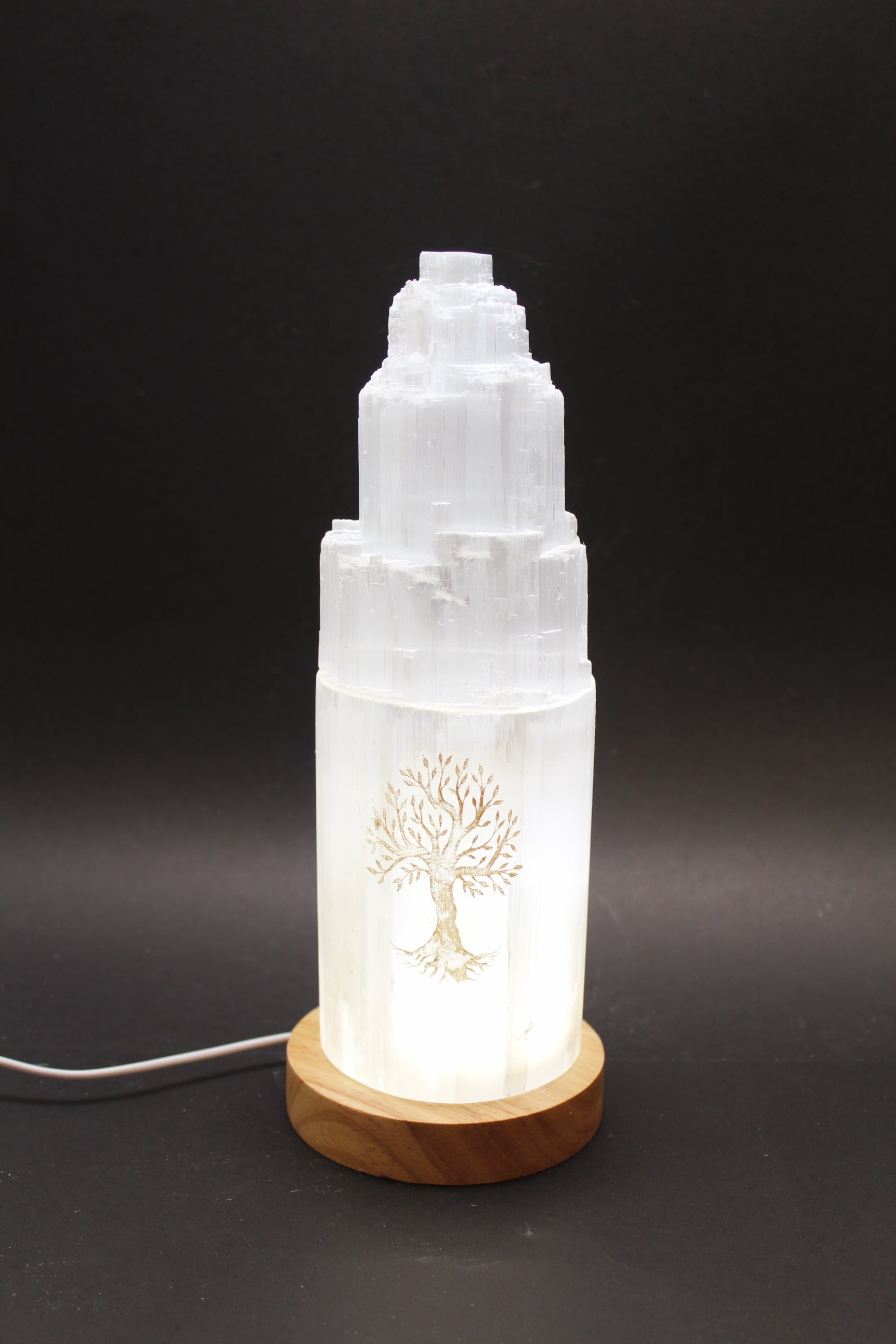 Selenit Lampe Livets Træ 25 cm