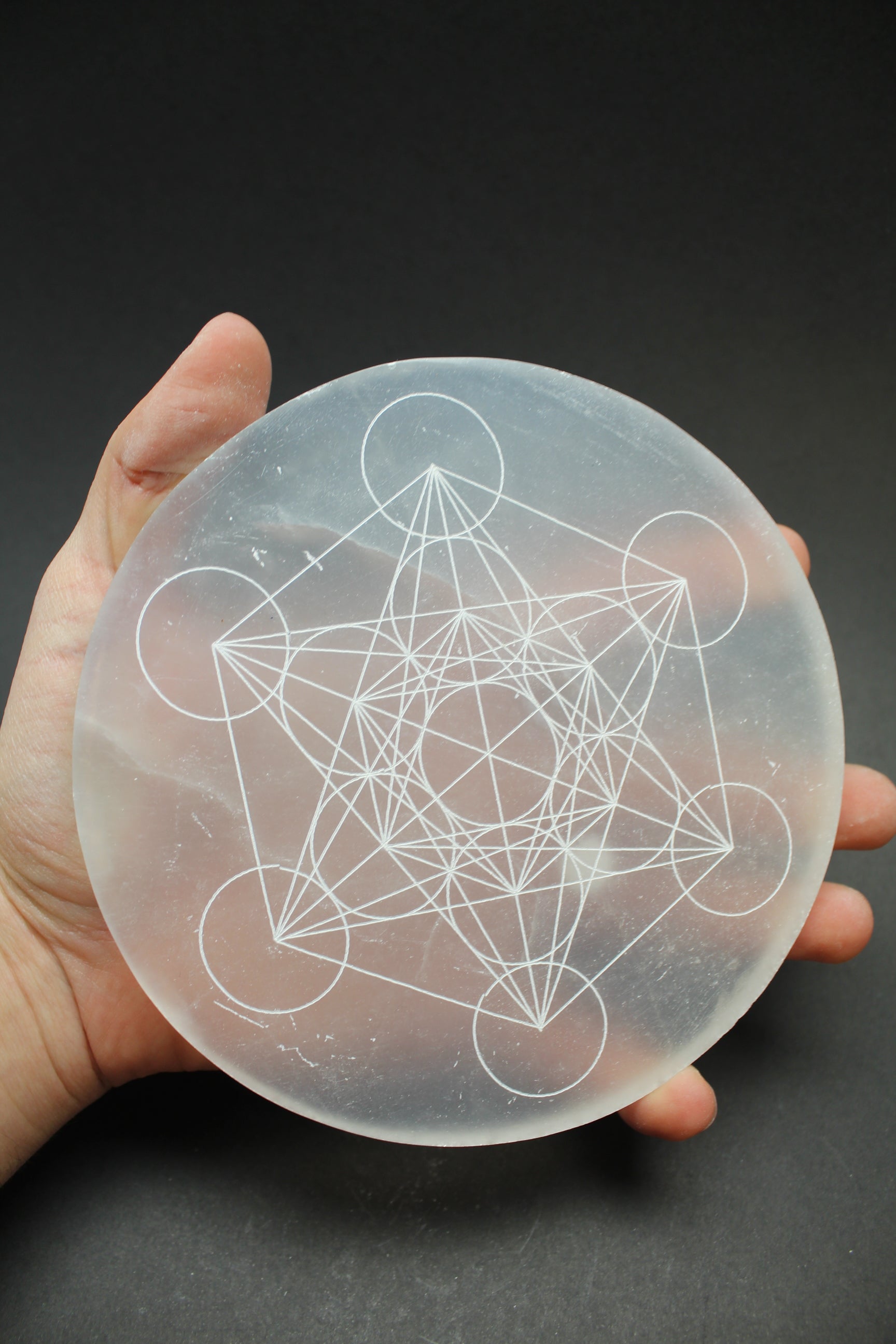 Selenit Plade - Metatrons Kube - 13-14cm