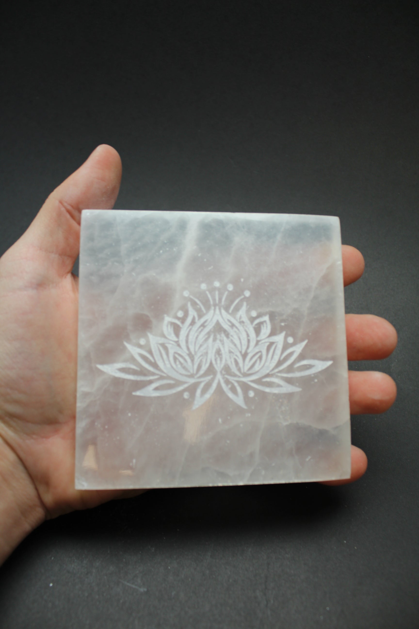 Selenit Plade - Lotus - 10x10