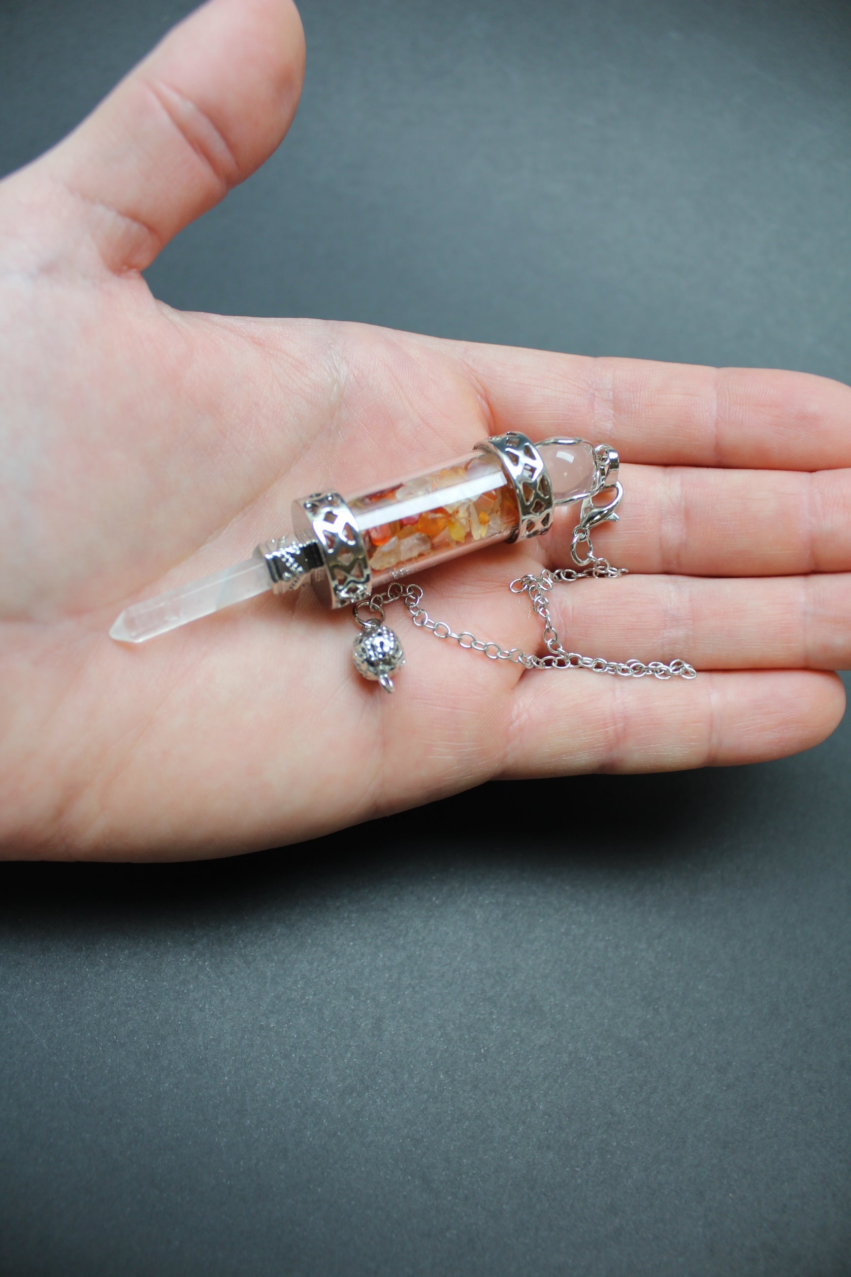 Pendul Karneol/Bjergkrystal