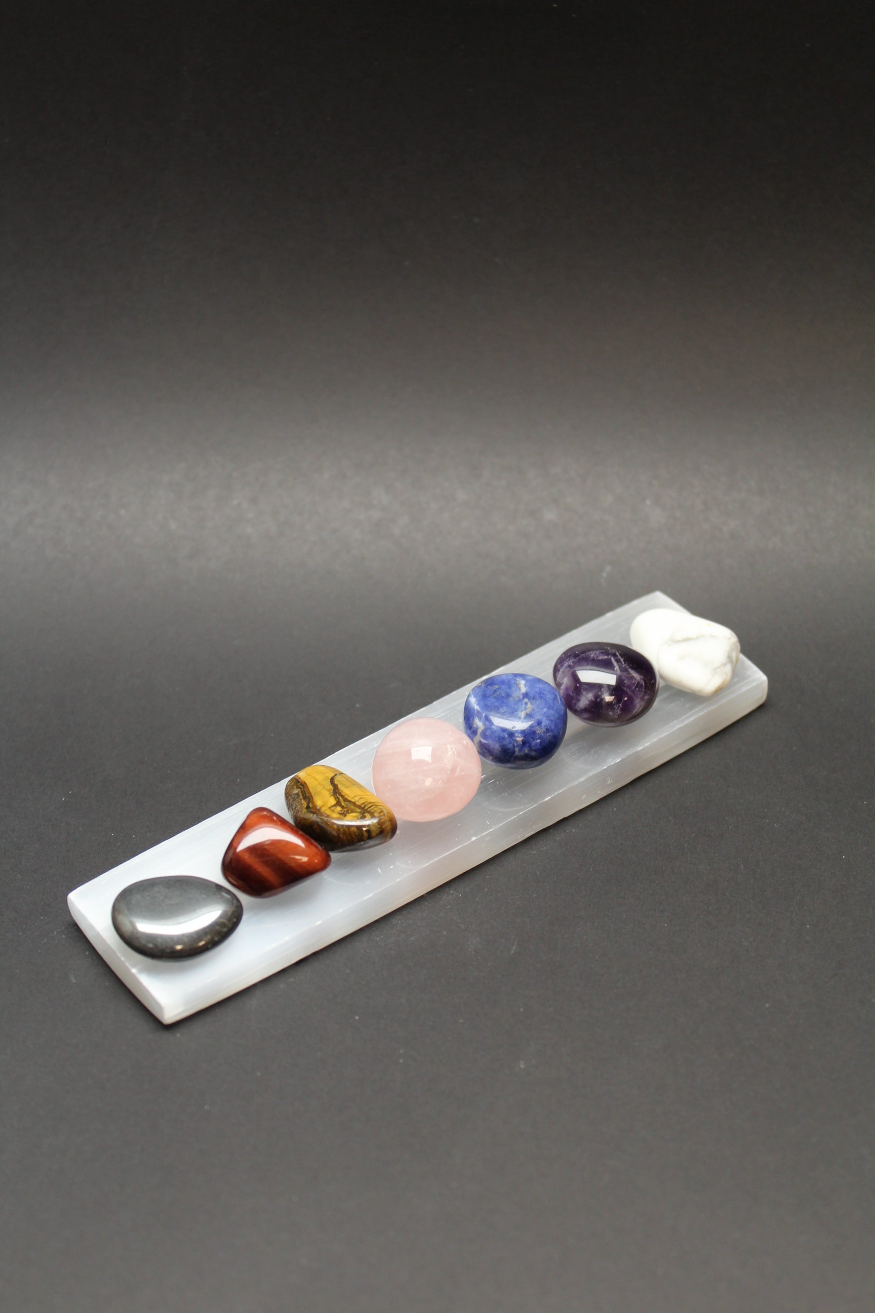 Chakra Sæt med Selenit Plade