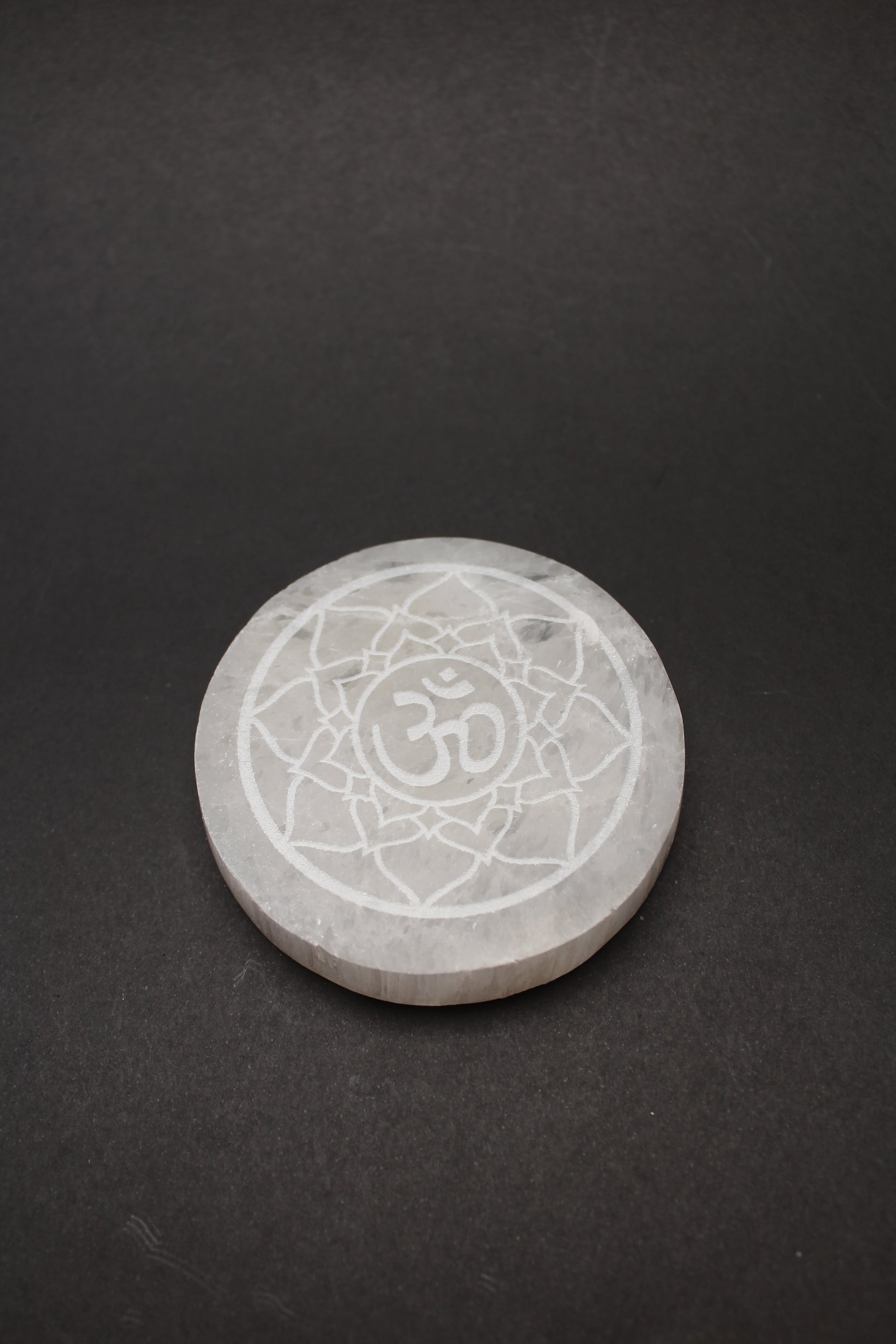 Selenit Plade - Lotus & Om - 7cm