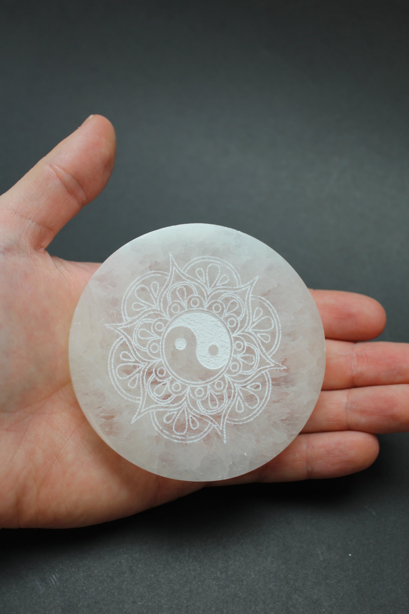 Selenit Plade - Yin & Yang - 8cm