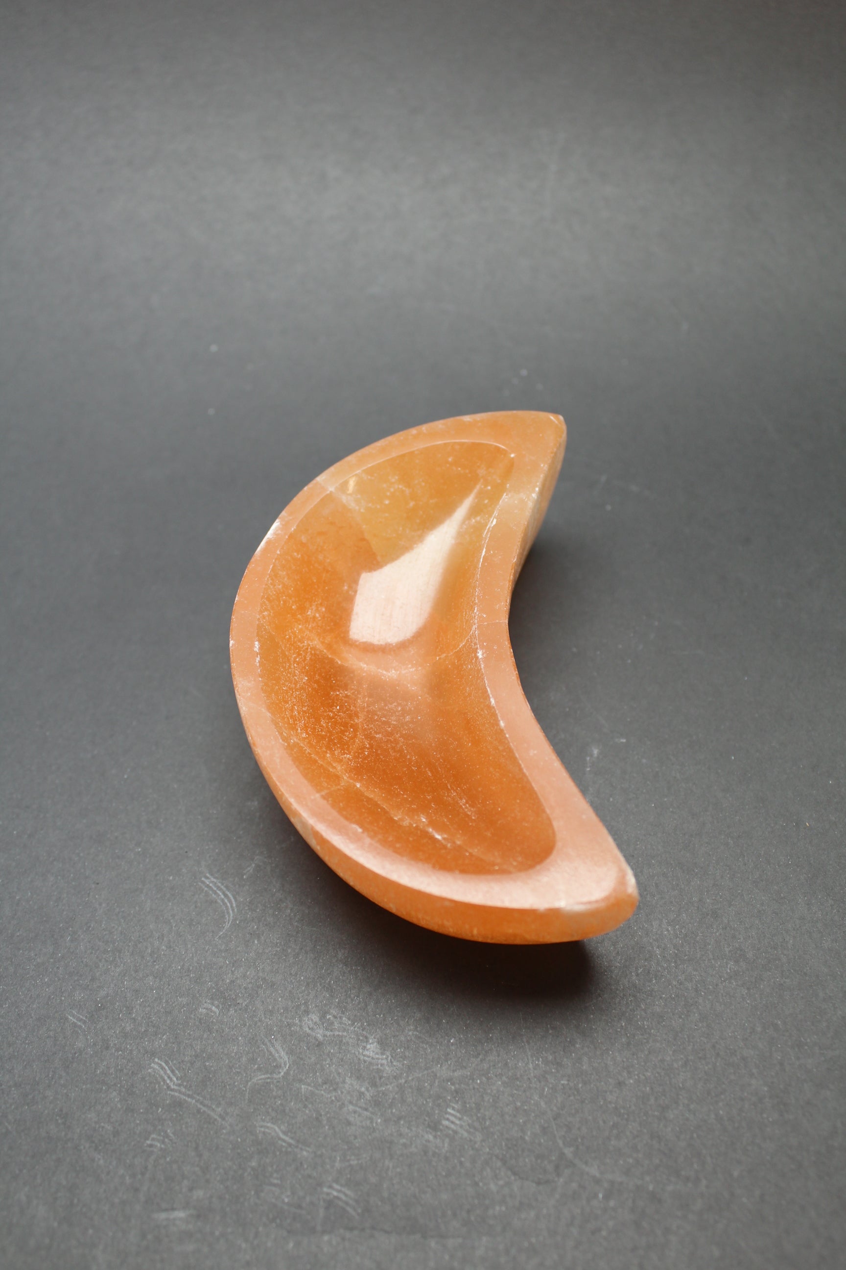 Orange Selenit skål - Hjerte - 10cm