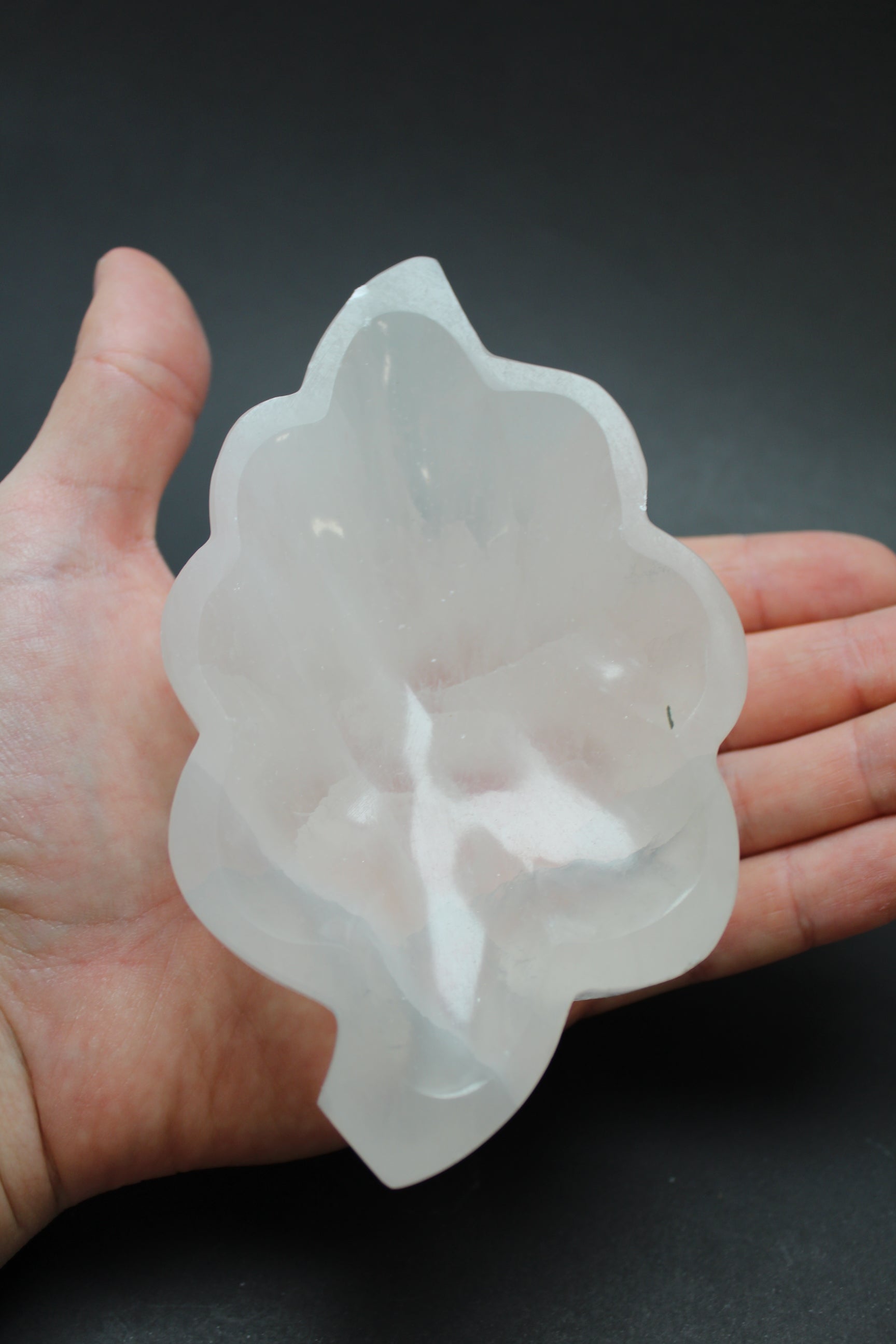 Selenit skål - Blad - 12-13cm