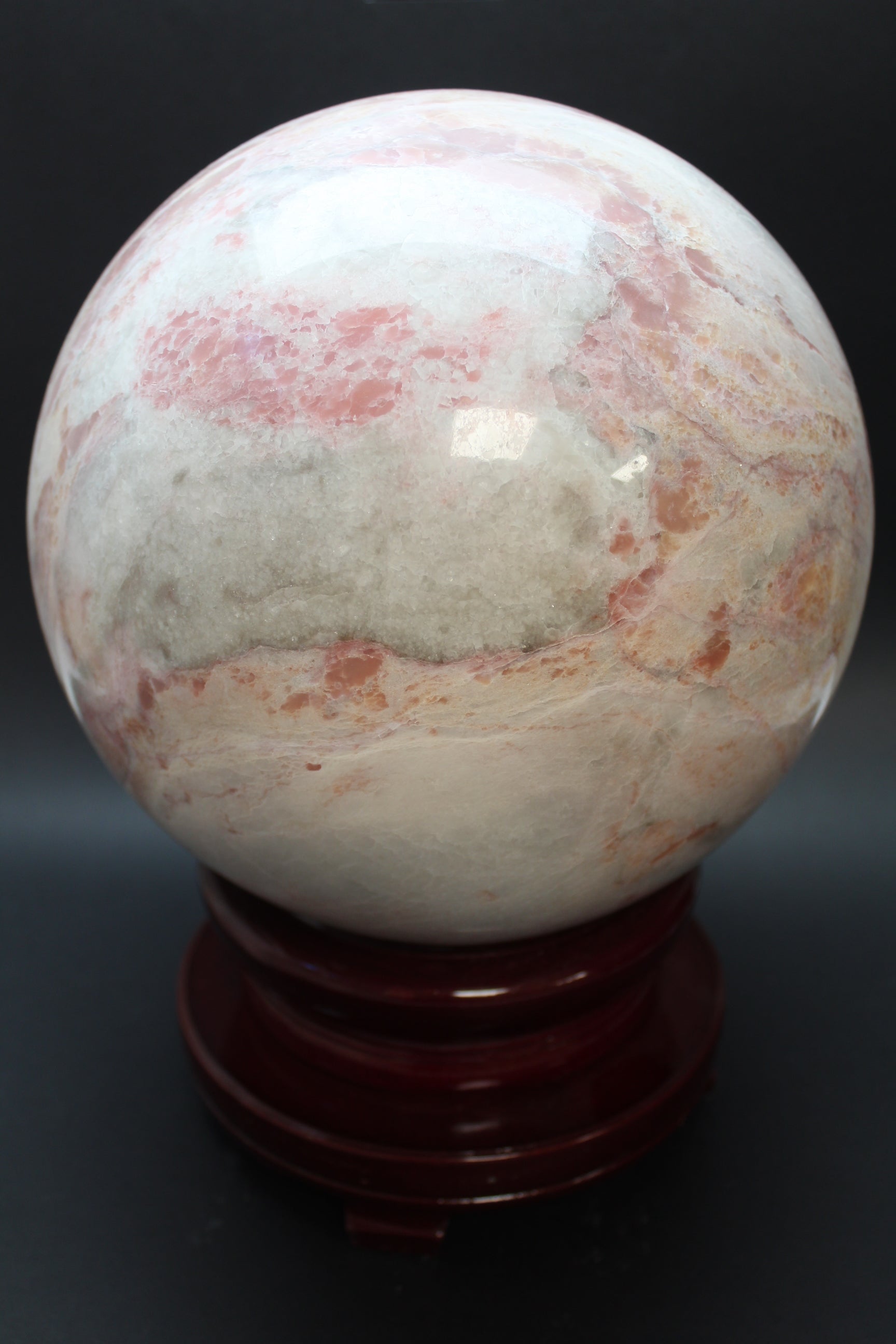 Pink Opal Kugle - 14,6 kg - 21 cm - Inkl. træfod
