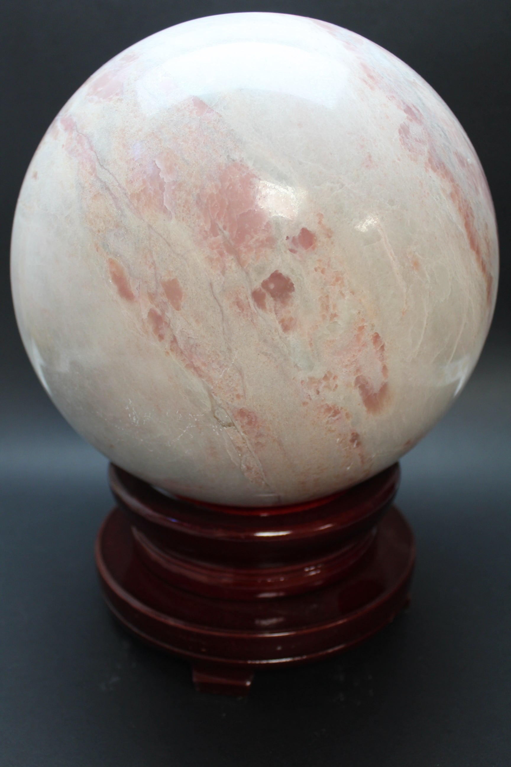 Pink Opal Kugle - 14,6 kg - 21 cm - Inkl. træfod