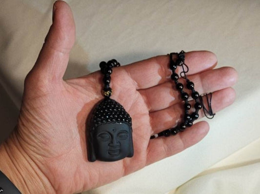 Buddha Halskæde Black Obsidian