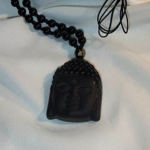 Buddha Halskæde Black Obsidian